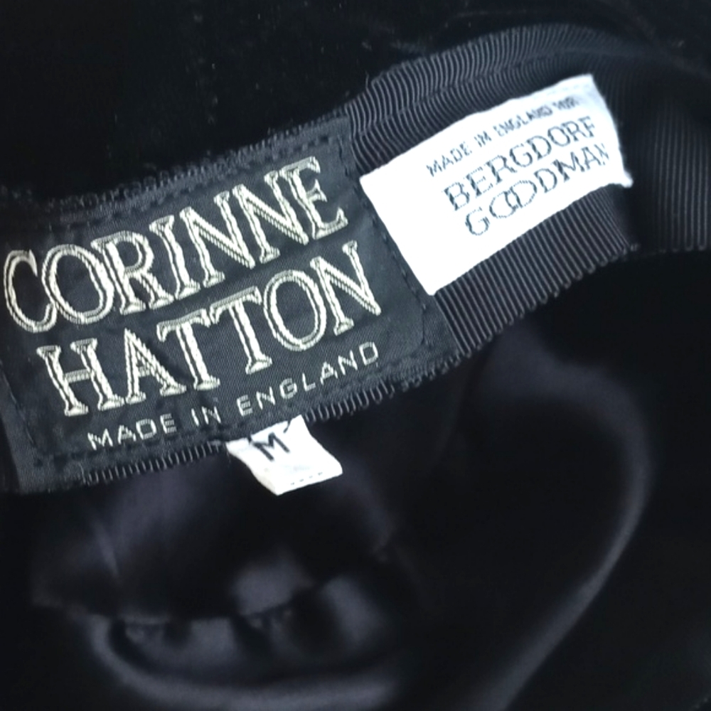 Bergdorf Goodman Vintage Black Velvet Baker Boy Cap By Corinne Hatton Size M - Picture 4 of 8